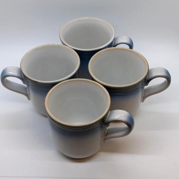 4 VINTAGE BLUE GRAY OMBRÉ NORITAKE JAPANESE STONEWEAR COFFEE TEA MUG CUPS - Picture 4 of 9